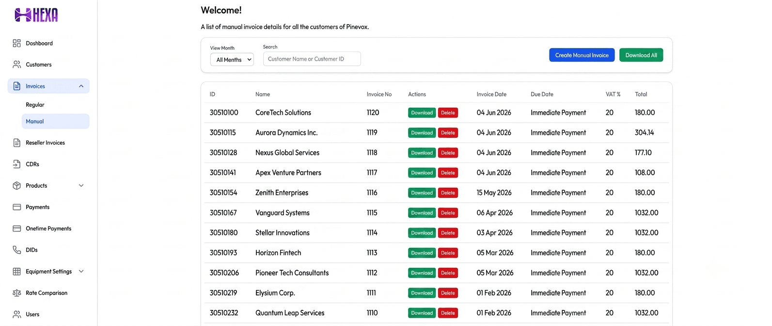Invoice Management Screenshot